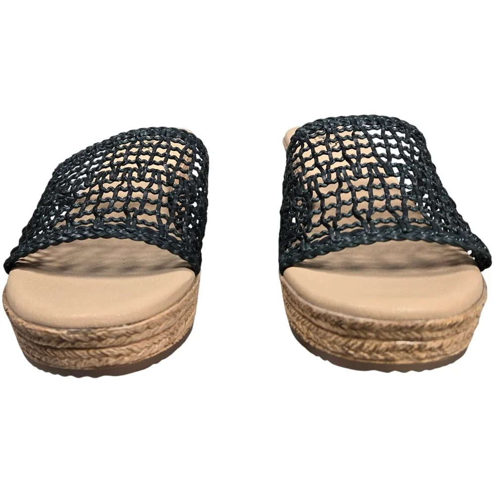Cliffs by White‎ Mountain Biankka Platform Woven Slide Sandals Black 10 NIB